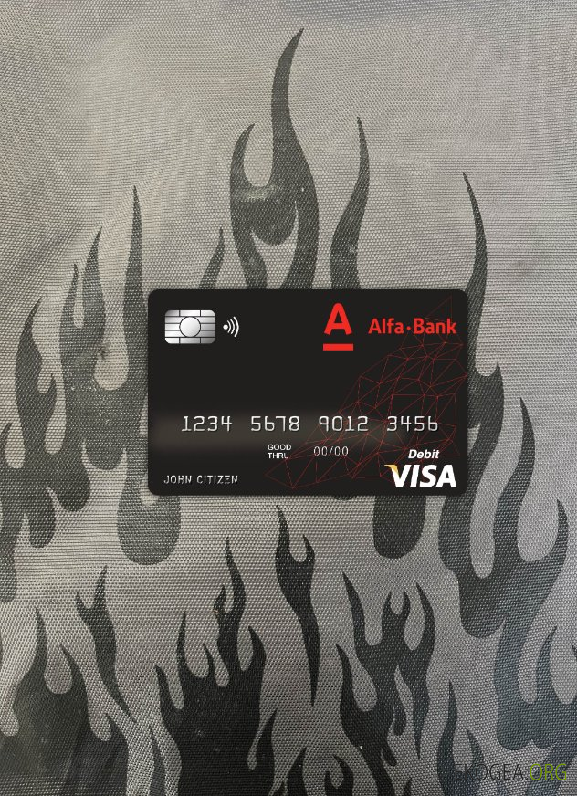 Photolook de la carte visa de la banque Alfa de Biélorussie avant